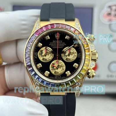 Super Clone N+ Factory Rolex Rainbow Daytona Gold Diamond Gain Weight Watch 